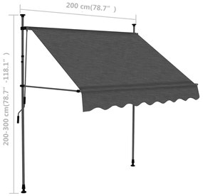 Tenda da Sole Retrattile Manuale con LED 200 cm Antracite