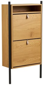 Scarpiera di colore naturale con effetto rovere con ante ribaltabili 62x118x26 cm Barco – House Nordic