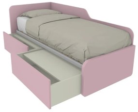 1064C - Letto singolo 80x190 con spalliera sagomata e cassettoni indipendenti