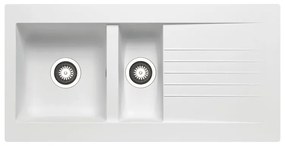 Lavello integrato 1.5 vasche con gocciolatoio laterale destro o sinistro DELINIA Scirocco resina L 50 x L 100 cm bianco