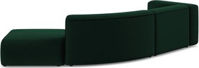 Chaise longue verde scuro (con penisola a destra) con rivestimento in velluto Ekahi – Makamii