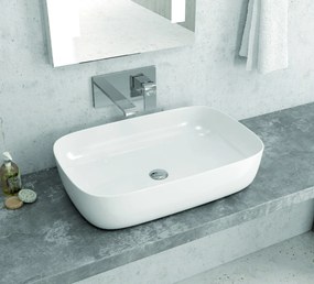 Lavabo da appoggio 60cm linee arrotondate bianco | Litos-0013 - KAMALU