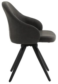Set di sedie girevoli COVENT in similpelle antracite e gambe in metallo nero, con braccioli