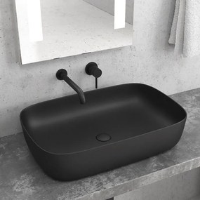 Kamalu - lavabo da appoggio colore opaco nero 60cm mil-ln