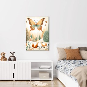 Quadro su tela – Farfalla sopra le volpi nella natura