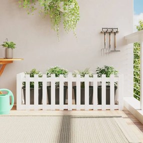 Fioriera Giardino A Recinzione Bianca 150x50x50cm Massello Pino /