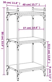 Libreria a 3 Ripiani Nera 40x30x86 cm in Legno Multistrato