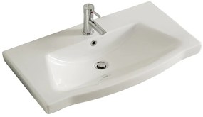 Lavabo a incasso rettangolare L 82 x H 6 x P 46 cm in ceramica bianco lucido