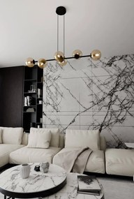 Lampadario a Sospensione in Acciaio e Vetro ROSSI 6 Nero 6xE14