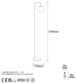 Lampada da terra color ottone con paralume in vetro (altezza totale 27 cm) Viran – Opviq lights