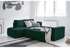 Divano letto angolare in velluto a coste verde scuro Brave Dave - Miuform