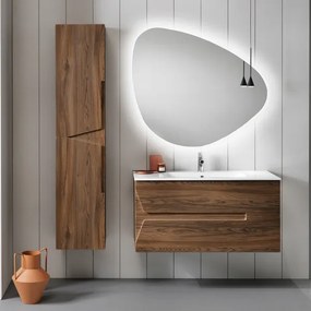 Mobile bagno sospeso 100 cm Tek con specchio LED e lavabo - HAITI