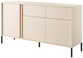 Credenza 3 ante e 2 cassetti con LED Beige - ELYNIA