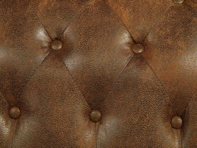 Lotto di 2 poltrone  CHESTERFIELD in microfibra effetto cuoio invecchiato