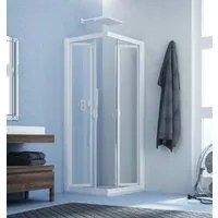 Cabina Doccia ad Angolo con Doppia Apertura Soffietto Interna Acrilico 2.2mm Telaio PVC Bianco - Misura: 80 x 80 x h185