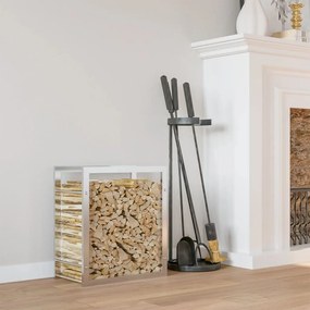 Portalegna 80x28x86 Cm İn Acciaio Inossidabile /