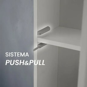 Colonna bagno sospesa H160 cm in legno bianco lucido con ripiani Leda