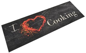 Tappeto Da Cucina Lavabile Nero Cucinare 60x180 Cm Velluto /