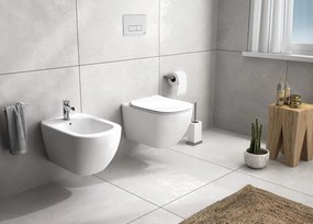 Ideal standard Tesi Aquablade Coppia sanitari Vaso e Bidet Sospesi con Sedile Slim Rallentato Bianco Seta Opaco T3546V1+T3552V1