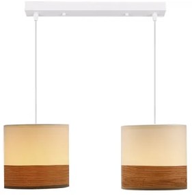 Lampadario a sospensione con filo BIANCO 2xE27/40W/230V bianco/marrone