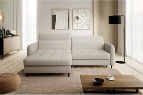 Divano angolare beige allungabile/con contenitore (con penisola a sinistra/con chaise lounge) e rivestimento in bouclé Gomsi – ELTAP