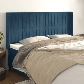 Testiera Ad Orecchio Blu Scuro 203x23x118/128 Cm İn Velluto /