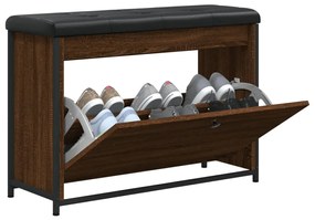 Panca portascarpe cassetto ribaltabile rovere marrone 82x32x56