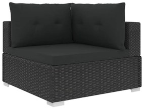 Set divani da giardino 10 pz con cuscini in polyrattan nero