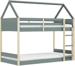 Letto da bambini a forma di casa/a castello di colore naturale/verde polveroso con rete inclusa 90x190 cm Valka – Marckeric