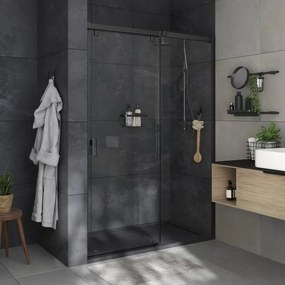Porta doccia scorrevole Neo, L 136.6-139.6 cm x H 200 cm x SP 8 mm, profilo nero