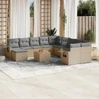 Set Divano da Giardino 14 pz con Cuscini Beige Misto Polyrattan 3257193