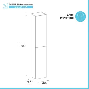 Colonna bagno sospesa H160 cm in legno grigio cemento con ripiani Leda