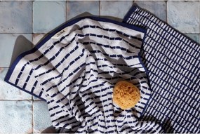 Asciugamano tipo terry bianco/blu in misto bambù 50x100 cm Nuance – JUNA