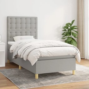 Giroletto A Molle Con Materasso Grigio Chiaro 80x200 Cm Tessuto /