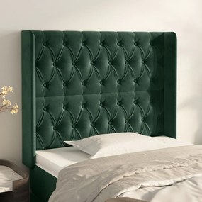 Testiera Ad Orecchio Verde Scuro 93x16x118/128 Cm İn Velluto /