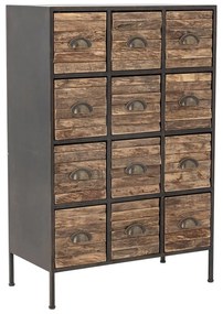 Cassettiera in metallo nero-marrone 60,5x92x33,5 cm Matteo - Bloomingville