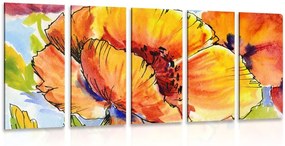 Quadri 5 pezzi – Bouquet di fiori di papavero