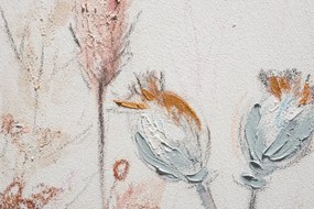 Dipinto su tela Fiori, beige, bianco 150 x 65 cm