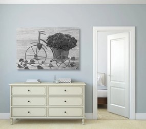 Quadro su tela – Bicicletta piena di rose in bianco e nero