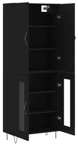 Credenza nera 69,5x34x180 cm in legno multistrato