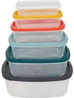 Set 6 contenitori rettangolari con coperchi colorati