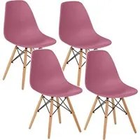 Set 4 sedie scandinave con gambe in legno bordeaux modello Ester