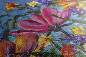 Quadro su tela – Fiori colorati sul prato