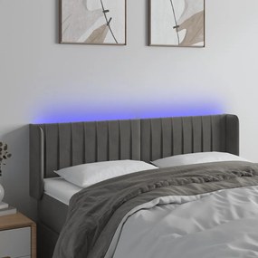 Testiera A Led Grigio Scuro 147x16x78/88 Cm İn Velluto /