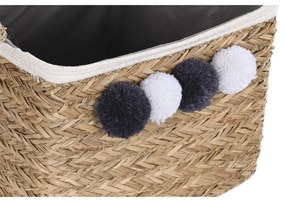 Set di Cestini DKD Home Decor Naturale Cotone Pompon Fibra naturale (33 x 33 x 25 cm)