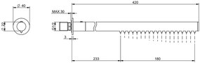 Treemme 22mm RWIT1147IS02 soffione stick a parete 36 cm in acciaio inox satinato