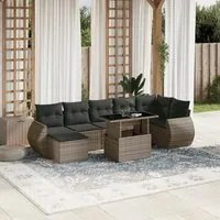 Set Divano da Giardino 8 pz con Cuscini Grigio in Polyrattan 3268690