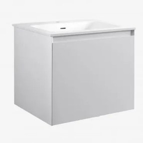 Set Mobili Da Bagno In Legno Macrae Con Lavabo Integrato Bianco & Senza Specchio & Senza Rubinetto & ↔︎ 60 Cm - Sklum