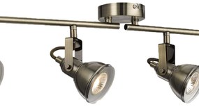 Plafoniera Lineare Contemporanea Focus Spotlight Acciaio Adjustable 4 Luci Gu10