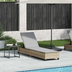 Lettino Prendisole Con Cuscini Beige 55x200x25,5cm Polyrattan /